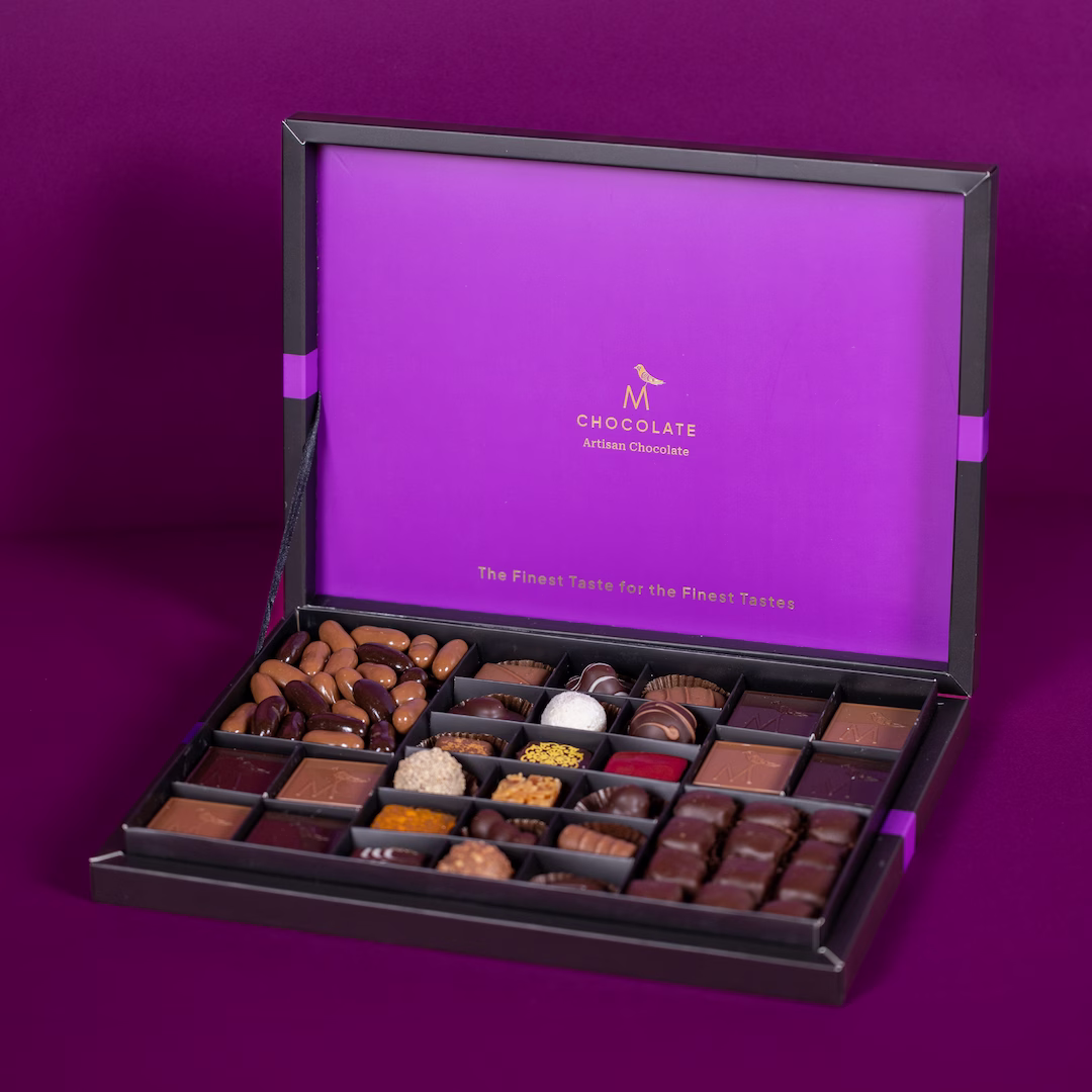 Assortment of fine chocolates in a gift box